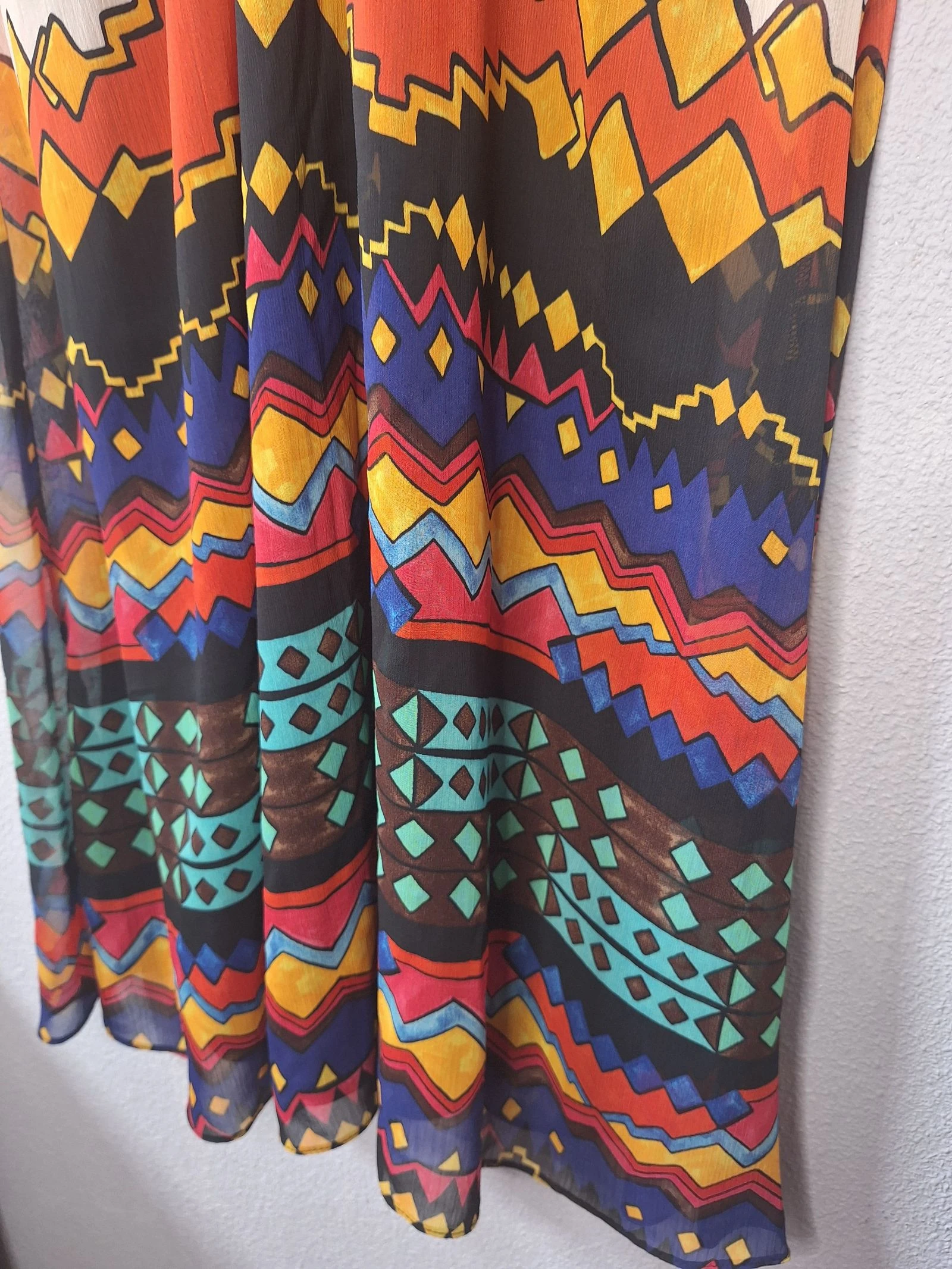 Zara Trafaluc M size ethnic print dress with side slits – photo 3